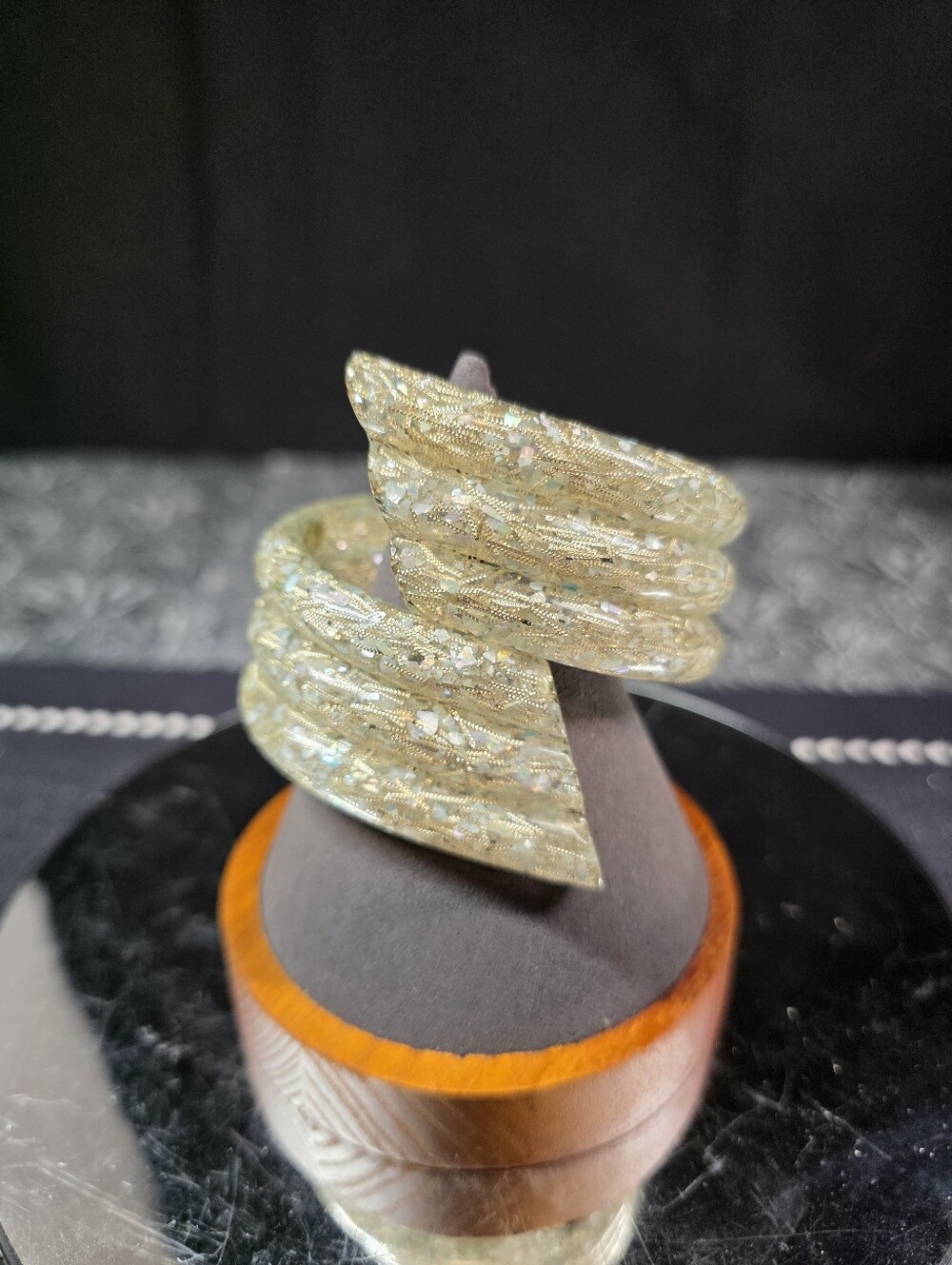 Lucite Confetti By Pass Clamper Braclet